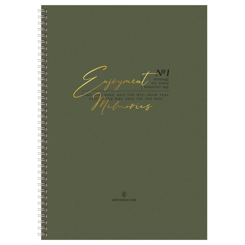 Тетрадь клетка на гребне Greenwich Line Moderate А4 80 листов 80 г/м2 матовая ламинация тиснение фольгой, пакет