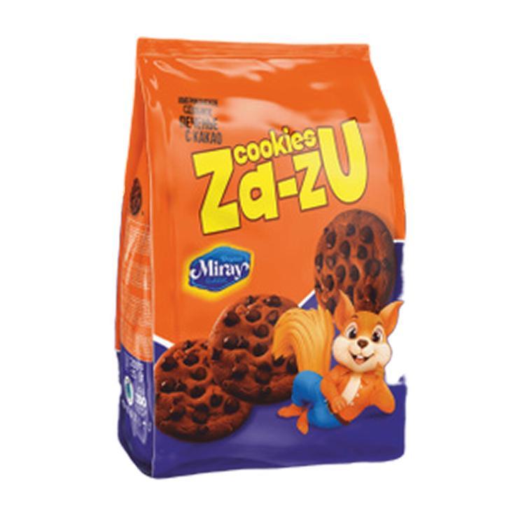 Печенье Miray ZAZU песочное кусочки шоколада какао 200 гр., флоу-пак