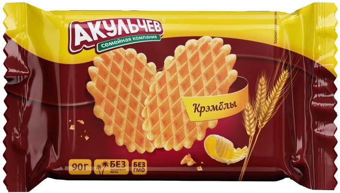 Печенье Акульчев Крэмблы 90 гр., флоу-пак