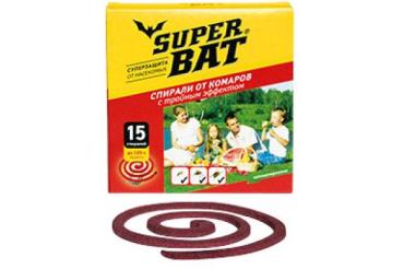 Спирали от комаров красный бездымные 15 шт., Super Bat, картонная коробка