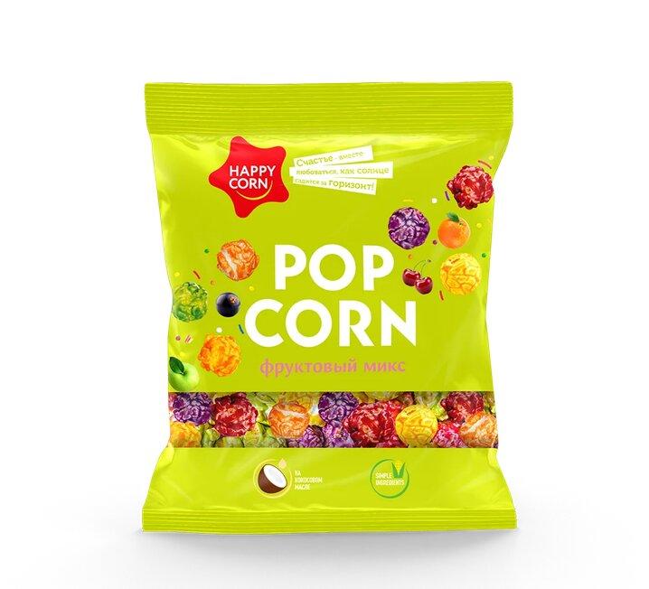 Попкорн Happy Corn Фруктовый микс 70 гр., флоу-пак