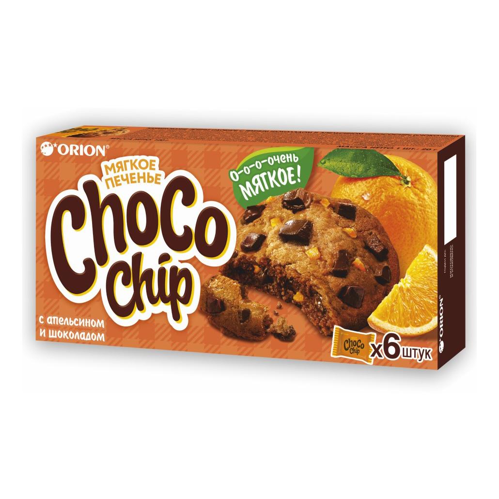 Печенье Orion Choco Chip сдобное апельсин 120 гр., картон