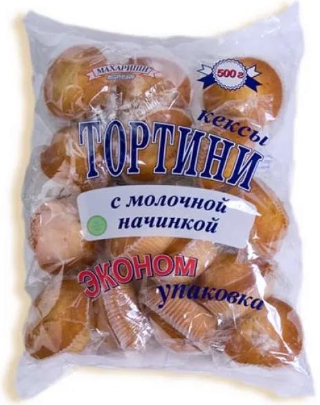 Кексы Махариши Тортини с молочной начинкой 500 гр., флоу-пак