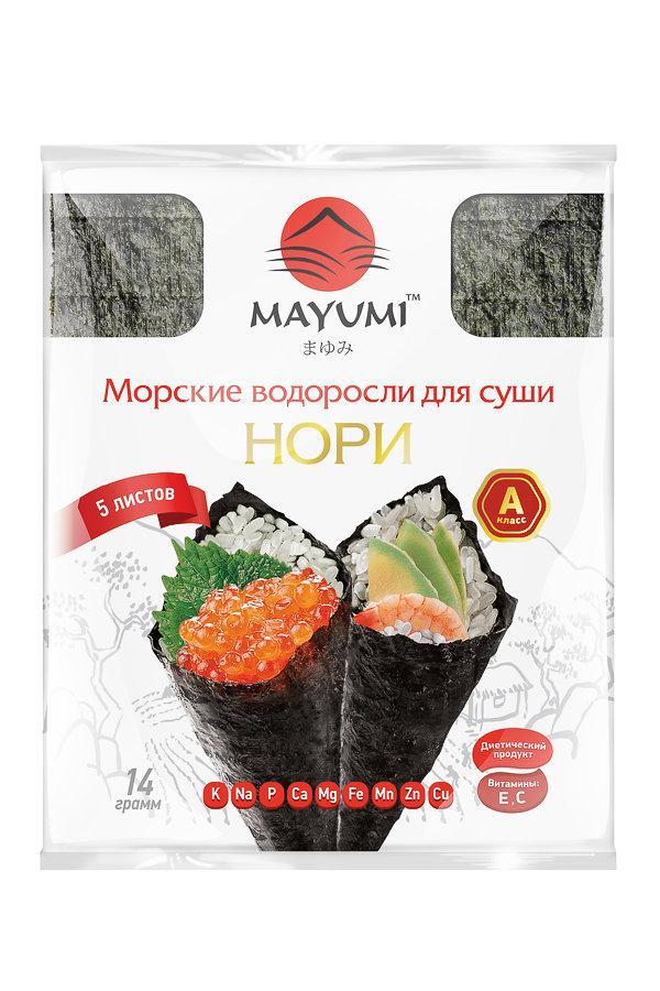 Нори (морские водоросли для суши), 5л, Mayumi, 14 гр., ПЭТ