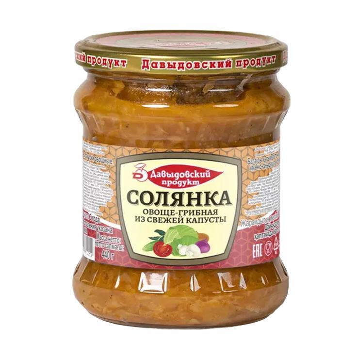 Суп Давыдовский продукт солянка овоще-грибная из свежей капусты 440 гр., стекло