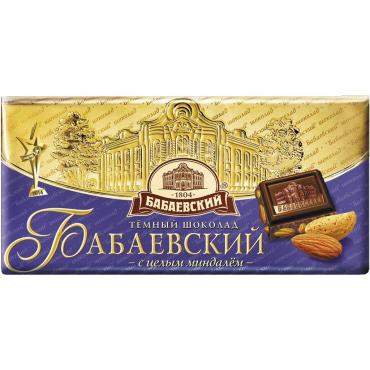 Шоколад темный с целым миндалем Бабаевский, 100 гр., Обертка фольга/бумага