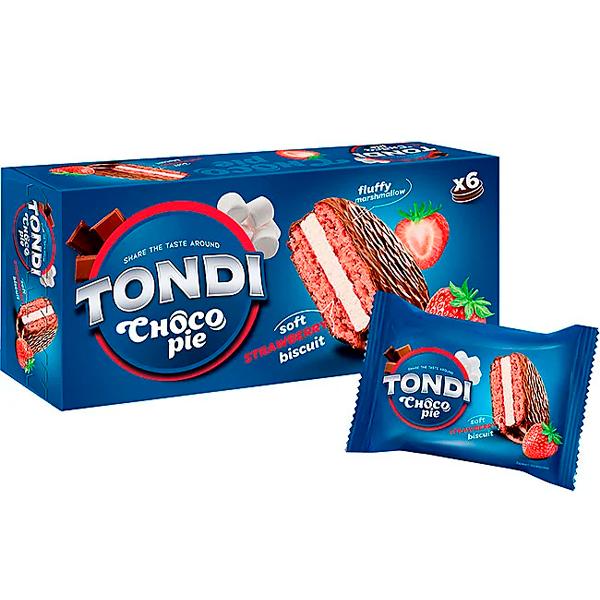 Пирожное Tondi Choco Pie клубничное 182 гр., картон