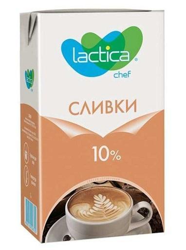 Сливки Lactica ультрапастеризованные 10% 1 л., тетра-пак