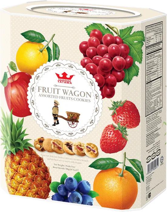 Печенье Tatawa Fruit Wagon Фруктовый вагон ассорти 700 гр., ж/б