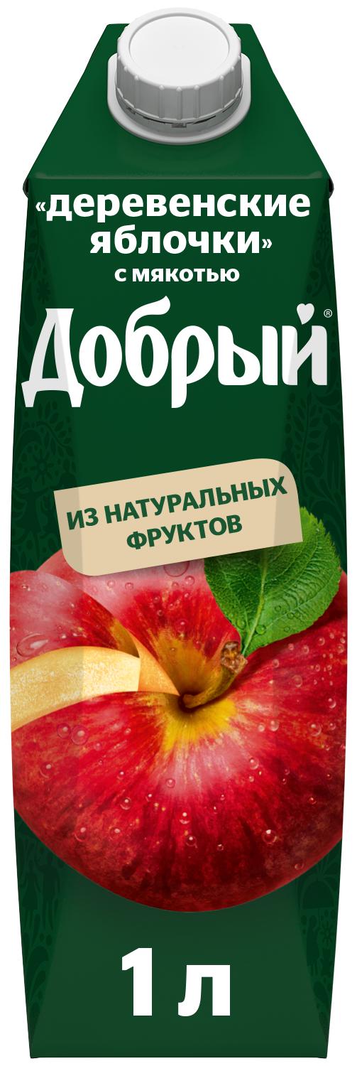 Нектар Добрый Деревенские яблочки, 1 л., тетра-пак