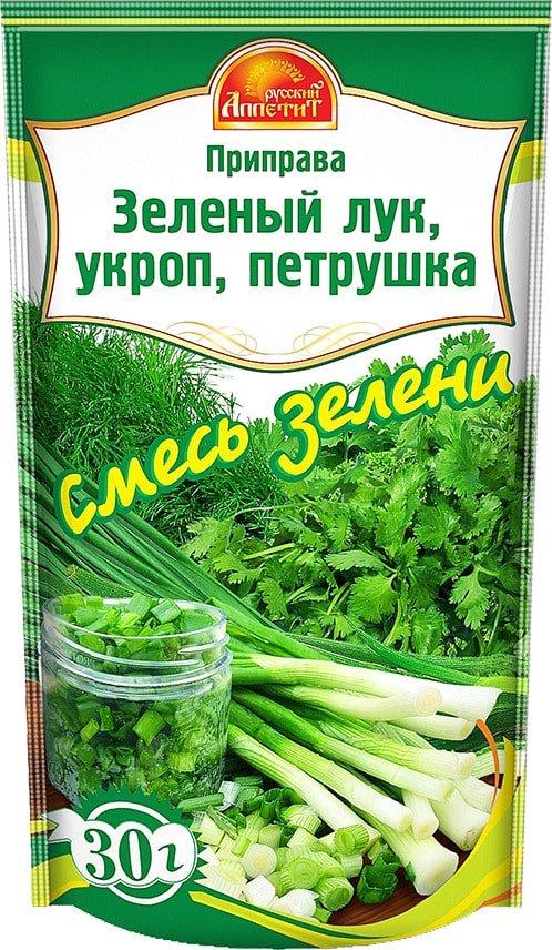 Приправа Русский аппетит смесь зелени, 30 гр., дой-пак
