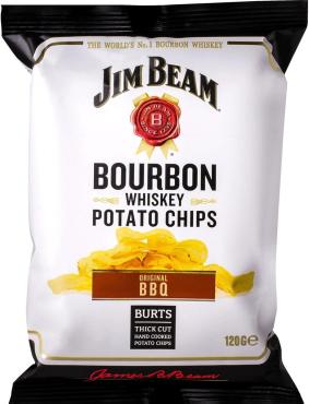Чипсы Bourbon Whiskey Potato Chips BBQ, Jim Beam, 120 гр, флоу-пак
