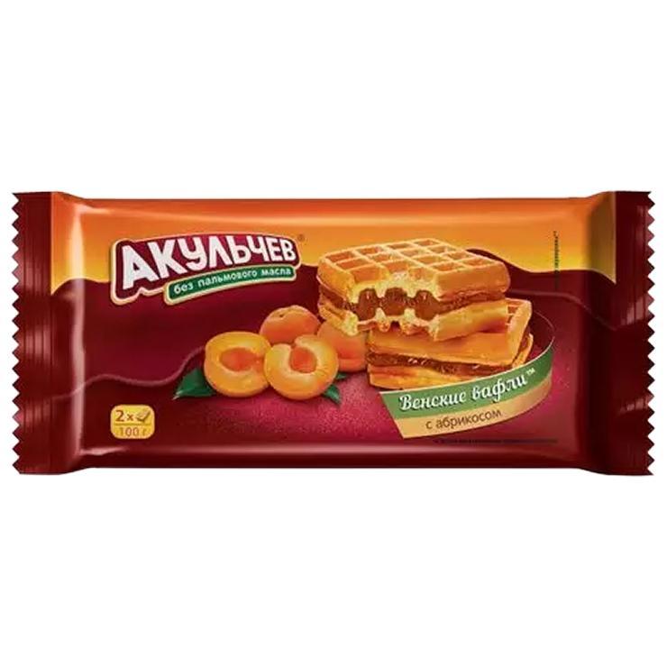 Вафли Акульчев Венские абрикос 100 гр., флоу-пак