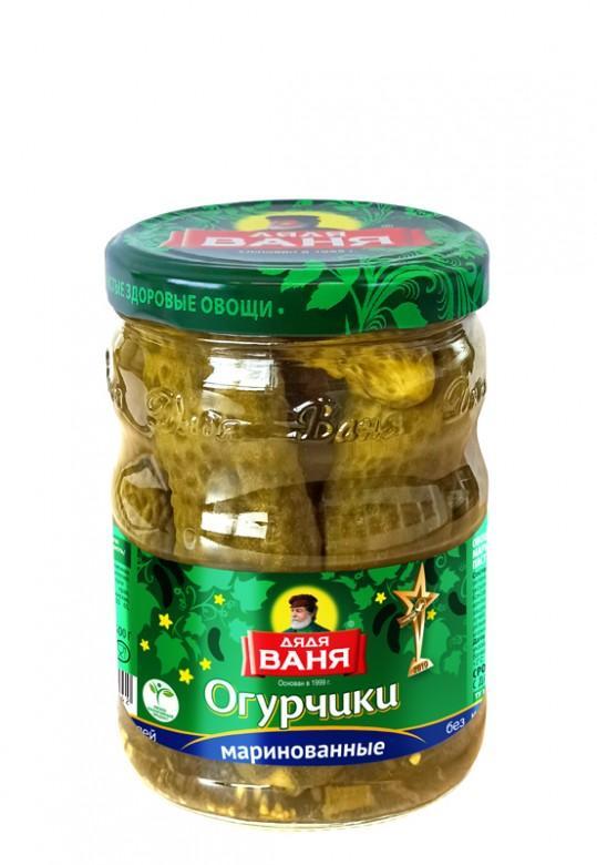 Огурчики Дядя Ваня маринованные, 950 гр, стекло, 6 шт.