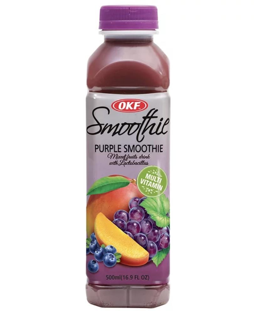 Напиток безалкогольный негазированный мультивитаминный OKF Smoothie Purple Smoothie, 500 мл., пластиковая бутылка