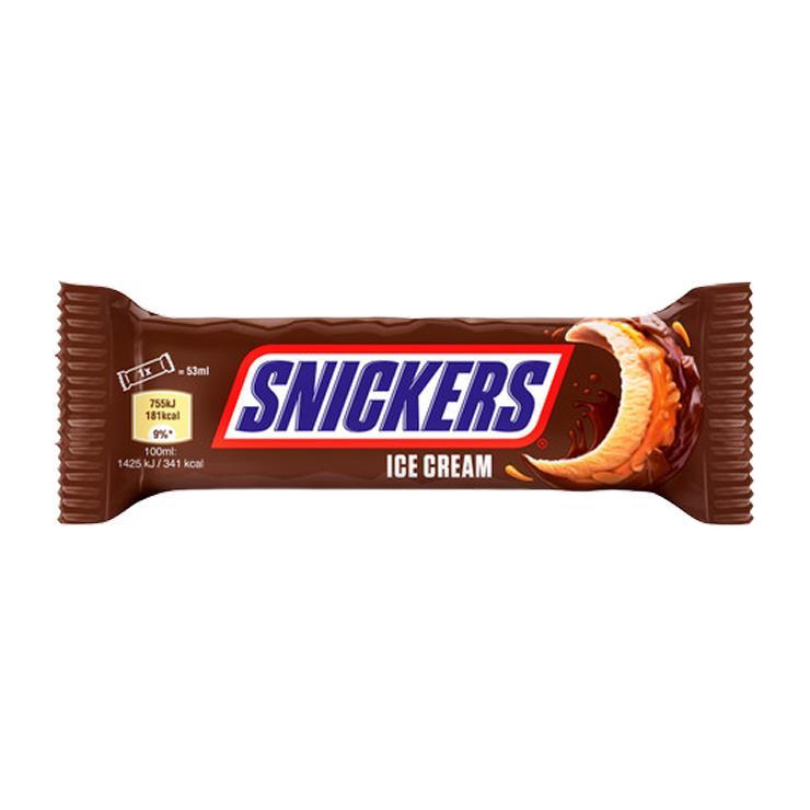 Мороженое пломбир Snickers батончик арахис карамель 48 гр., флоу-пак