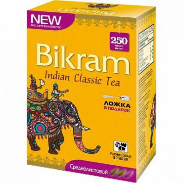 Чай, чёрный среднелистовой Bikram Indian classic tea, 250 гр., картон