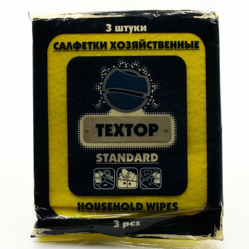 Салфетки Textop вискозная Standard желтая 30х35см 3 штуки, пластиковый пакет
