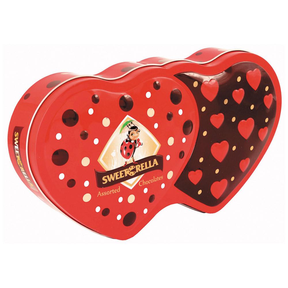 Набор шоколадных конфет Sweeterella Сердечный дуэт 142 гр., ж/б