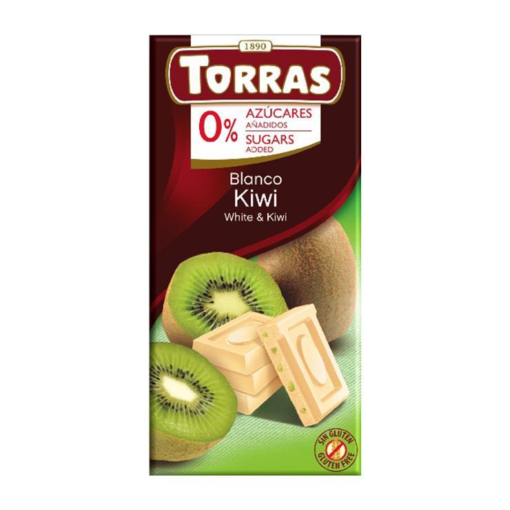 Шоколад Torras Classic Line белый киви без сахара 75 гр., картон