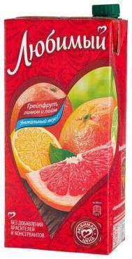 Напиток сокосодержащий Грейпфрут лимон и лайм , Любимый Сад, 950 мл, тетра-пак