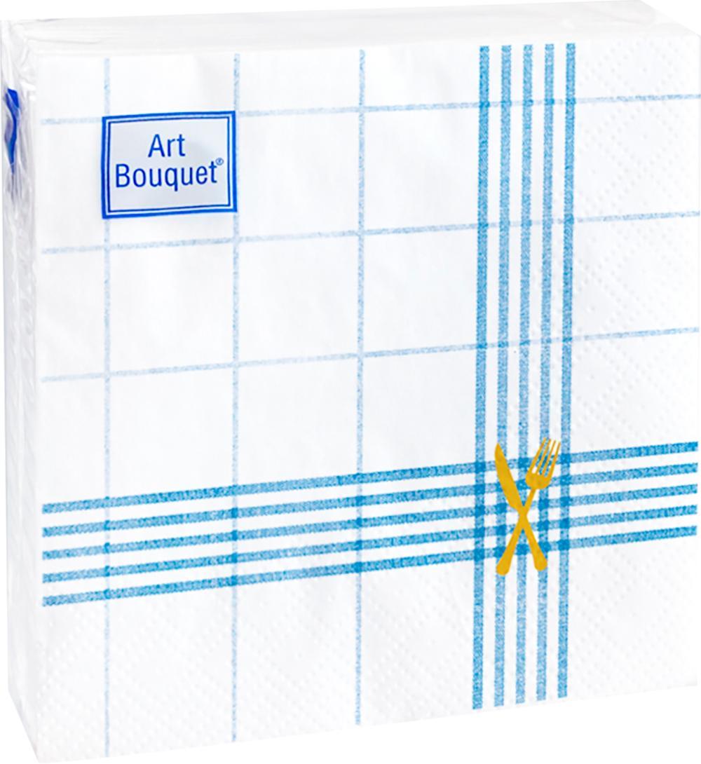 Салфетки бумажные Art Bouquet Скатерть синяя двухслойные 20х20 см. 30 шт., пакет