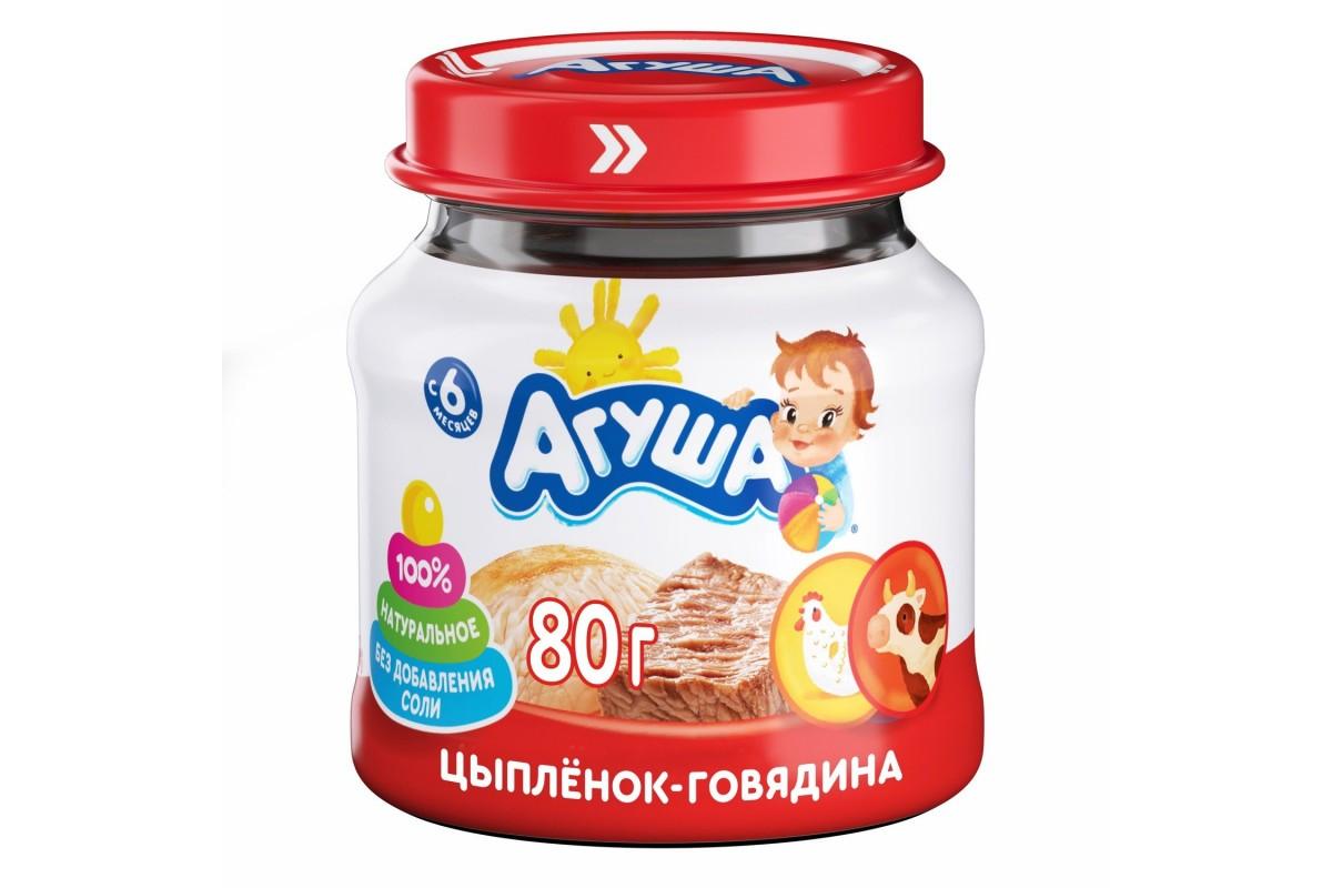 Пюре Агуша Цыпленок-говядина с 6 месяцев