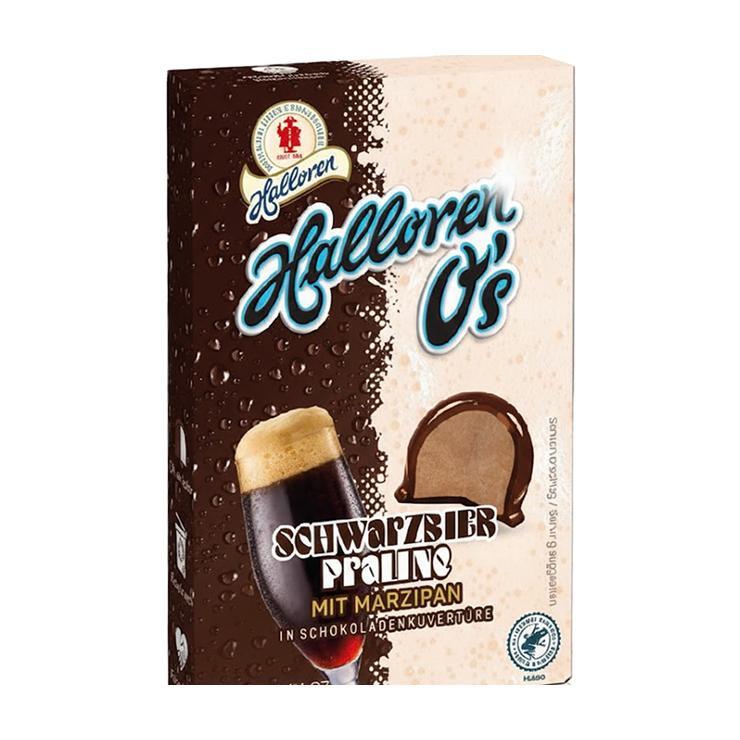 Конфеты Halloren halloren O’s марципан с темным пивом 125 гр., картон