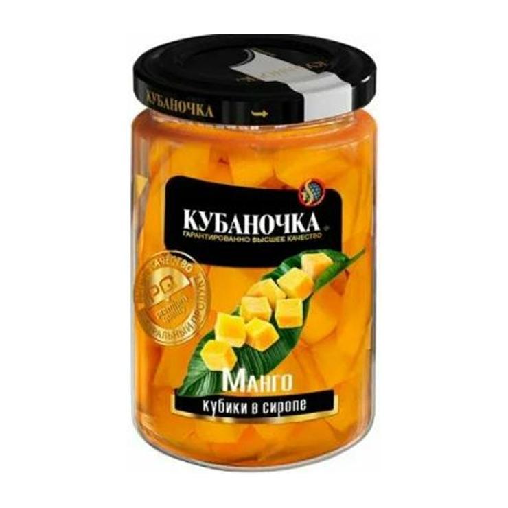 Манго Кубаночка кубики в легком сиропе 380 гр., стекло