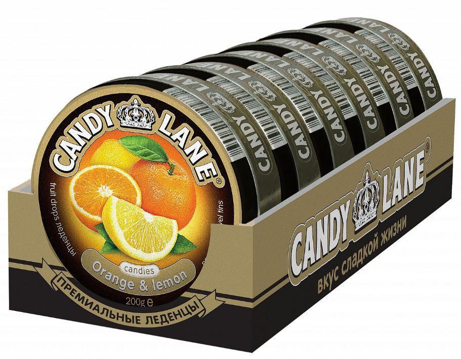 Леденцы Candy Lane Апельсин и лимон 200 гр., ж/б