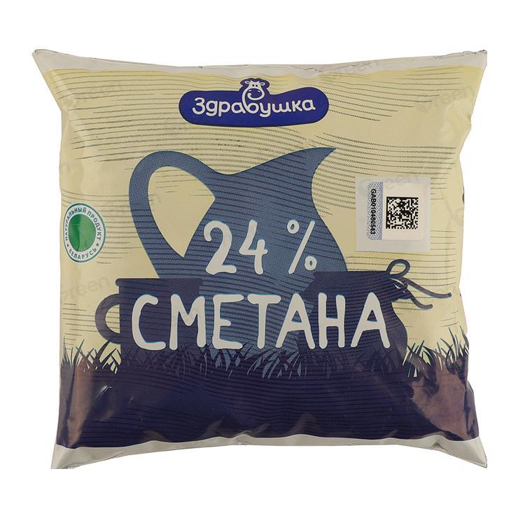 Сметана Здравушка 24% 400 гр., пленка