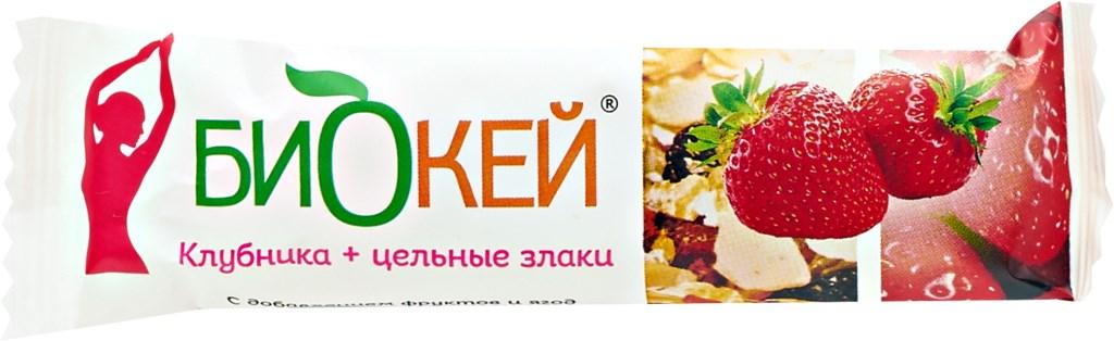 Батончик БиОкей с клубникой и цельными злаками 25 гр., флоу-пак