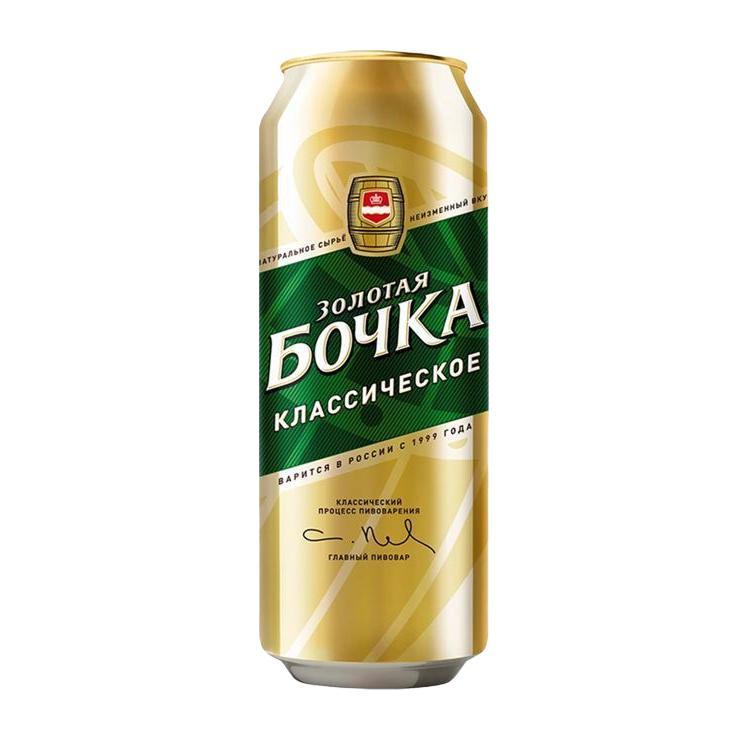 Пиво Золотая бочка светлое классическое пастеризованное фильтрованное 5,2% 450 мл., ж/б