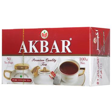 Чай Akbar черный цейлонский 50 пакетиков, 100 гр., картон