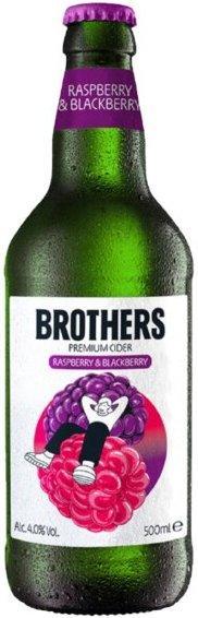 Сидр яблочный Brothers Raspberry and Blackberry игристый полусладкий 4% 500 мл., стекло