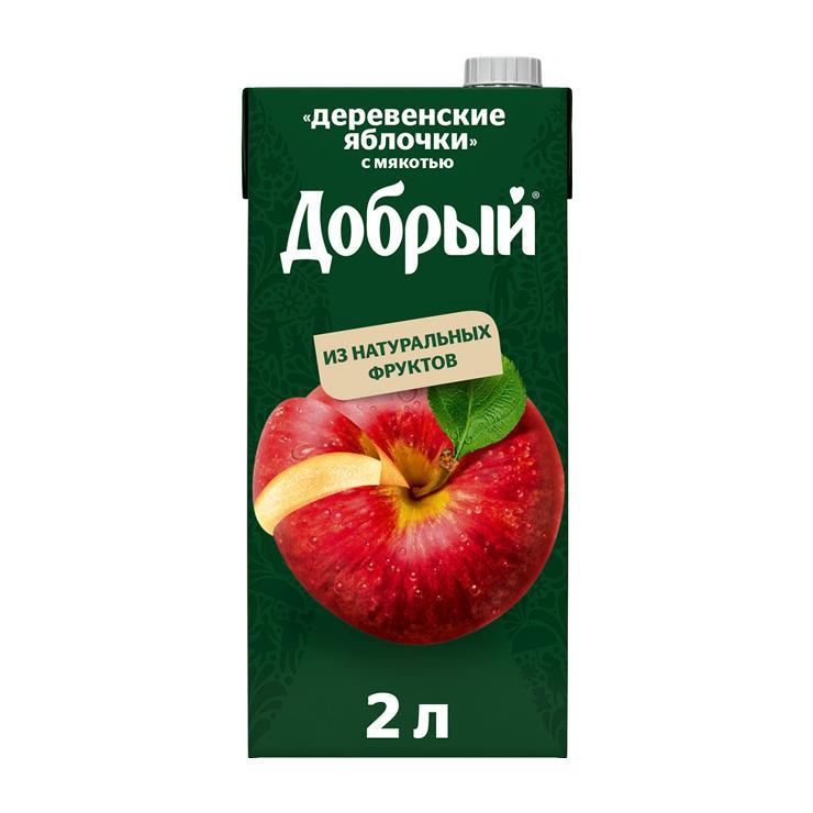 Нектар Добрый деревенские яблочки 2 л., тетра-пак