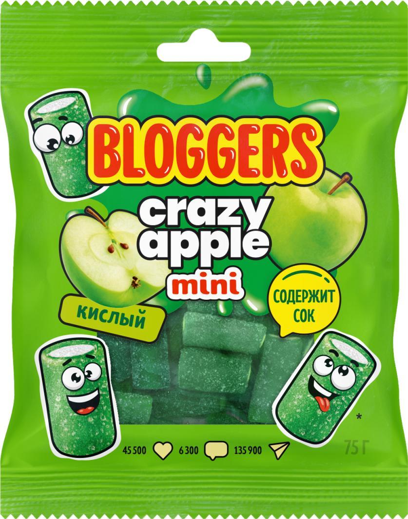 Мармелад жевательный Bloggers мини крейзи яблоко 75 гр., флоу-пак