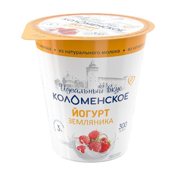 Йогурт Коломенское земляника 3% 300 гр., ПЭТ