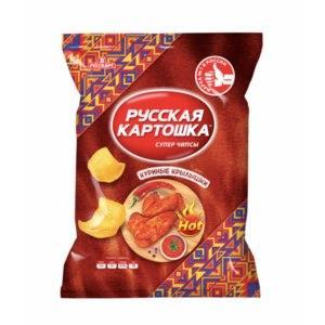 Чипсы Русская картошка картофельные со вкусом Куриные крылышки 105 гр., флоу-пак