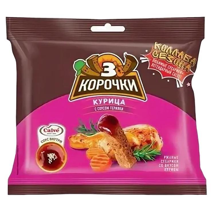 Сухарики 3 Корочки ржаные курица с соусом терияки, 60 гр., флоу-пак